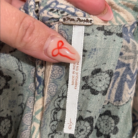 Free People Boho Green and Cream Halter Dress - Picture 4 of 6